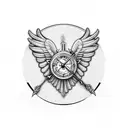 Christian Cross hourglass pocket watch bird angel wing tattoo design idea