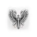 Christian Cross hourglass pocket watch bird angel wing tattoo design idea