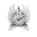 clock hourglass brother angel wing  tattoo design idea