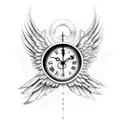clock hourglass brother angel wing  tattoo design idea