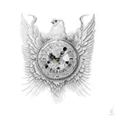 clock hourglass brother angel wing  tattoo design idea