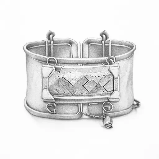 A cuff with elements that symbolize life. I also want the word Yalla. tattoo design idea