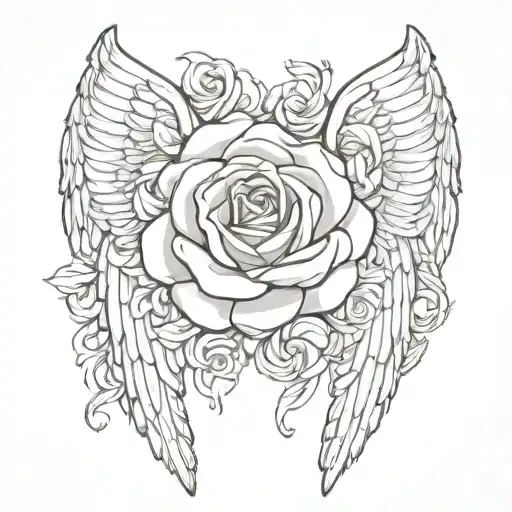 rose angel wings tattoo design idea