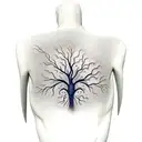 upper body of a statue coming out of my backs, with tree of life in the chest with a small reference to Fibonacci sequen tattoo design idea