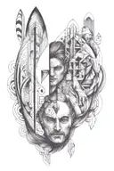 The tattoo should represent the bond between fathers and sons, and someone watching over us from heaven (my father).   tattoo design idea