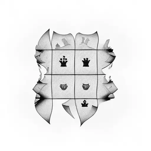 A chessboard with each square representing a different piece of chess tattoo design idea
