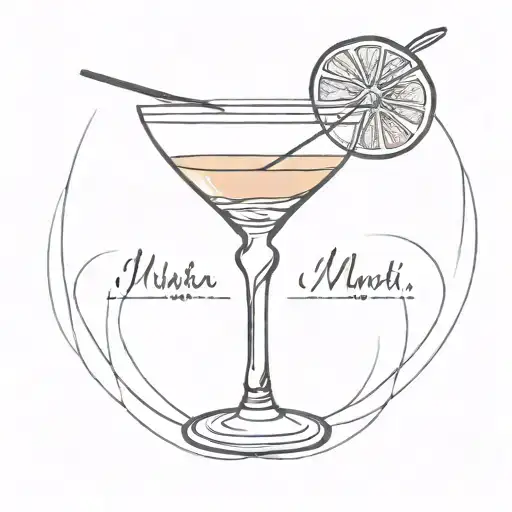 single line espresso martini tattoo design idea