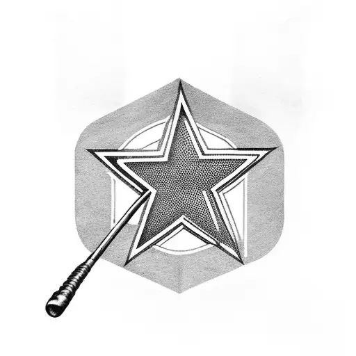 dallas cowboys logo with fishing rod tattoo design idea