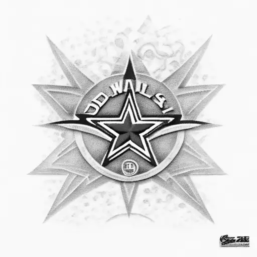 dallas cowboys logos with bass fish next to it with a honda brand logo in the star tattoo design idea