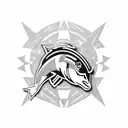 dallas cowboys logos with bass fish next to it with a honda brand logo in the star tattoo design idea