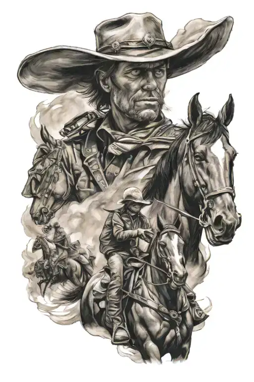 western showdown tattoo design idea