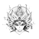 Combine elements of traditional Japanese art with anime and manga characters to create a vibrant and dynamic tattoo design. tattoo design idea