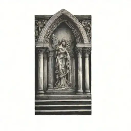 Angels and the Gothic Arch tattoo design idea