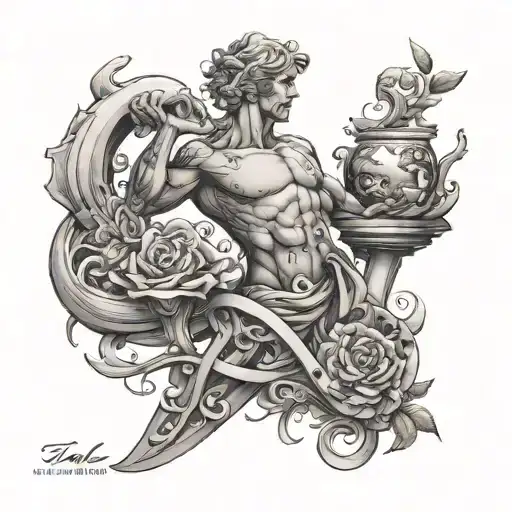 please create a full arm tattoo. it should have the following characteristics:  daytrading, candlestick chart, money, sk tattoo design idea