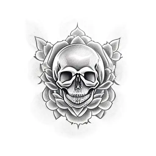 Skull Roses snake  tattoo design idea
