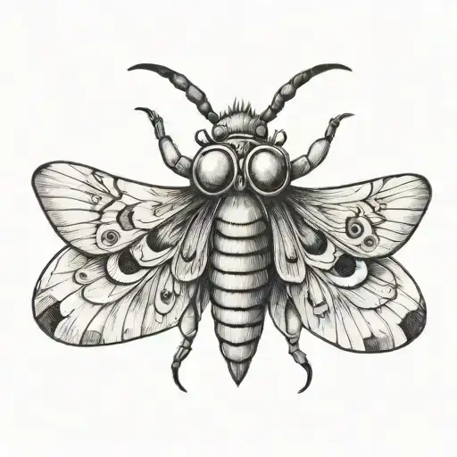 moth with human eyes tattoo design idea