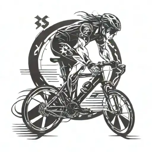 A sleek and dynamic design incorporating elements of cycling, triathlon, and running to symbolize endurance and athleticism tattoo design idea
