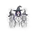 Witch coven tattoo design idea