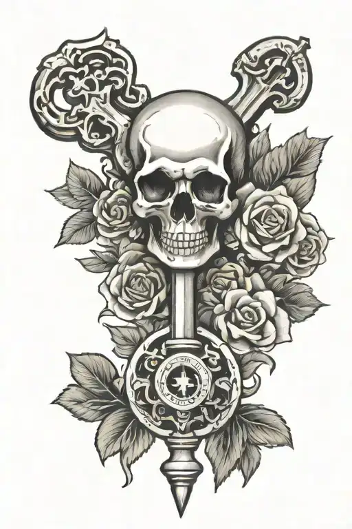 skeleton key symbolizing the power tattoo design idea