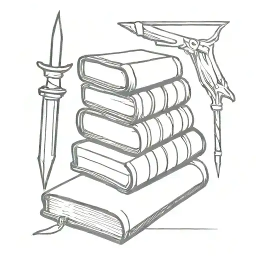 books stabbed by a dagger tattoo design idea