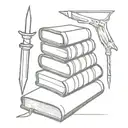books stabbed by a dagger tattoo design idea