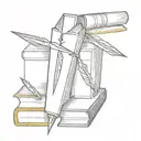 books stabbed by a dagger tattoo design idea
