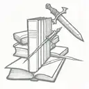 books stabbed by a dagger tattoo design idea