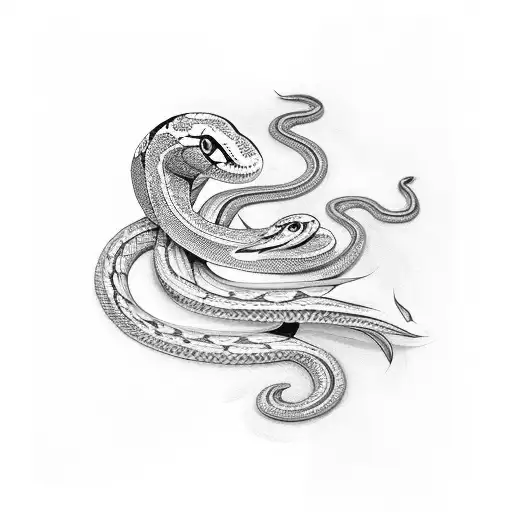 Snake with flower scales tattoo design idea