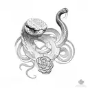 Snake with flower scales tattoo design idea