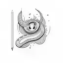 Snake with flower scales tattoo design idea