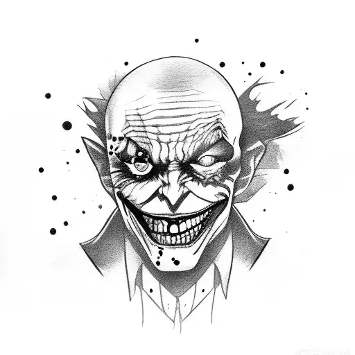 joker with a skull  tattoo design idea