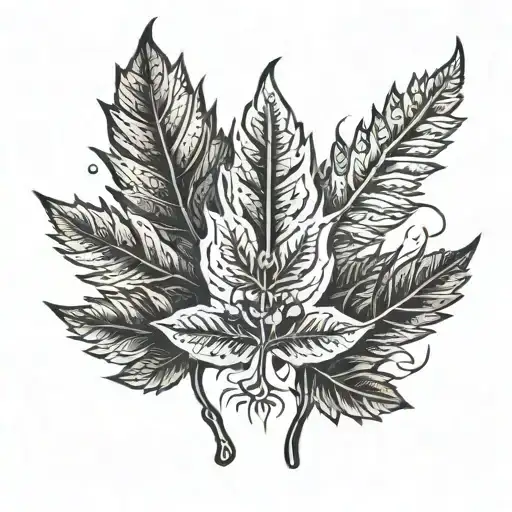 pot leaf in the middle of pnw themed tattoo  tattoo design idea
