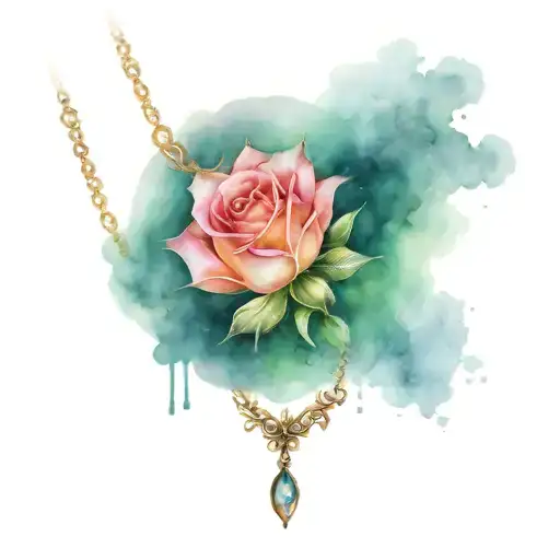 Necklace crown rose tattoo design idea
