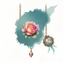 Necklace crown rose tattoo design idea