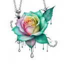 Necklace crown rose tattoo design idea