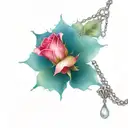 Necklace crown rose tattoo design idea