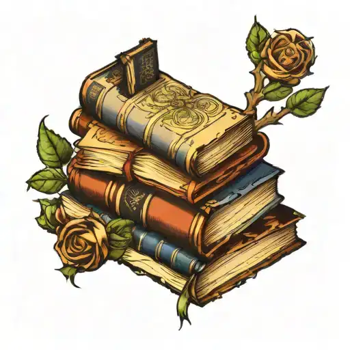books stacked tattoo design idea