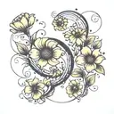 minimalist semi colon flowers blooming tattoo design idea