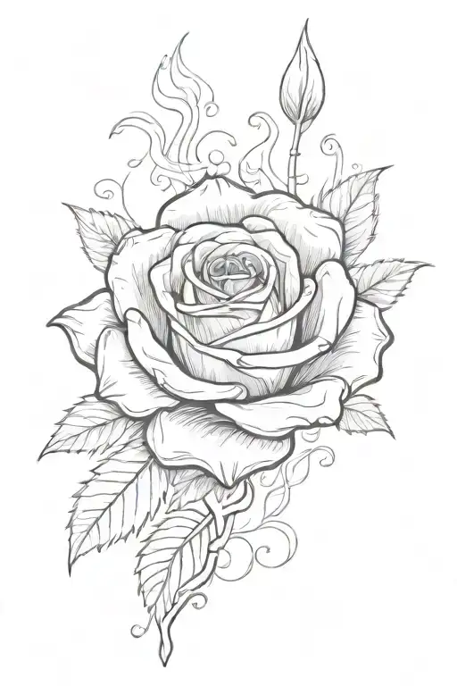 burning rose  tattoo design idea