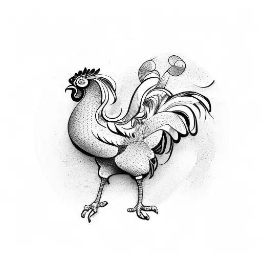 Chinese rooster flyung around the world tattoo design idea