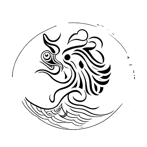 Chinese rooster in space  tattoo design idea