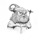 Grumpy Dwarf from Snow White with a Robin and 2 frogs  tattoo design idea