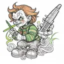 chucky smokes a leek tattoo design idea