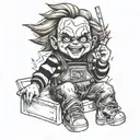 chucky smoking sitting tattoo design idea