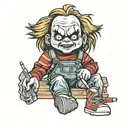 chucky smoking sitting tattoo design idea