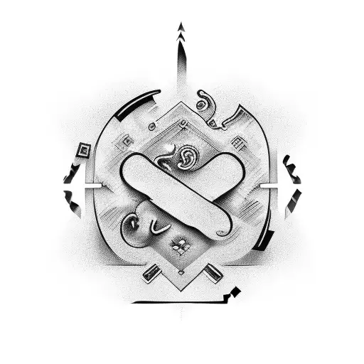 Abstract black-grey tattoo of various swinger club symbols and icons tattoo design idea