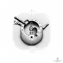 Dotwork tattoo of a keyhole with a hidden swinger club scene inside tattoo design idea