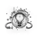 Dotwork tattoo of a keyhole with a hidden swinger club scene inside tattoo design idea