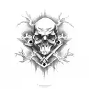 Grim reaper, scyth, old tree, skulls, crows tattoo design idea