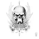 Grim reaper, scyth, old tree, skulls, crows tattoo design idea